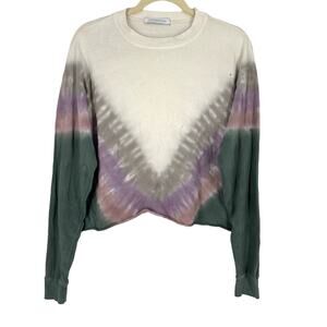 Daydreamer Cotton Tie Dye Long Sleeve Tee Shirt XS Purple Tan Green
